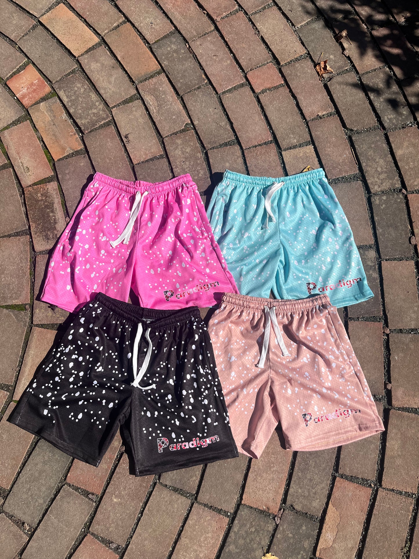 Splattered Mesh Shorts